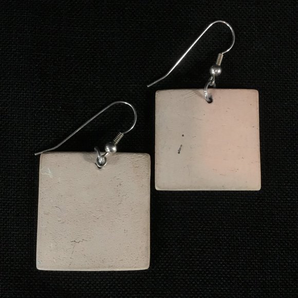 Abstract Blue Enamel Earrings - Picture 2 of 2